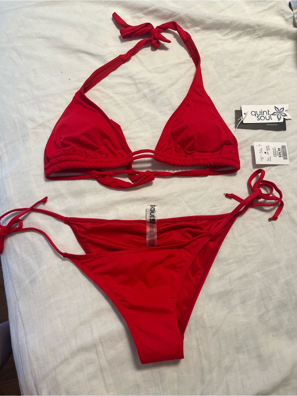 Quint Soul Women's Red Tie-String Bikini Set